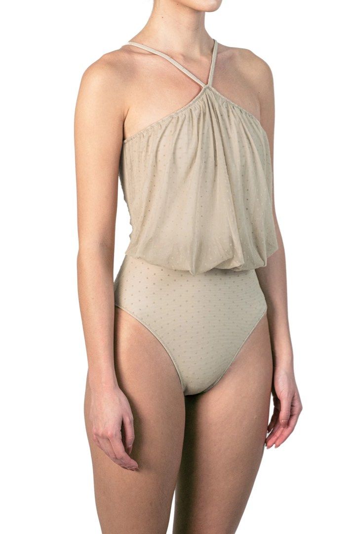 Patton Polka Dot Dotted Mesh Halter Neck Bodysuit Large (Category: Others Tops) located in Pasig City. Submitted by wakeupmakeupp (Listing ID 1467055110, Image 2). Description: Used once only RFS: Used for an event and don’t need anymore Original Price: 5850 DM for more pictures .