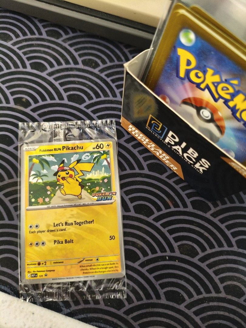 Pikachu (Category: Raw Singles) located in Baguio. Submitted by seijisubido (Listing ID 1467046776, Image 1). Description: fs fs fs!! pokemon run pikachu promo card 6k firm or swap etb baguio area.