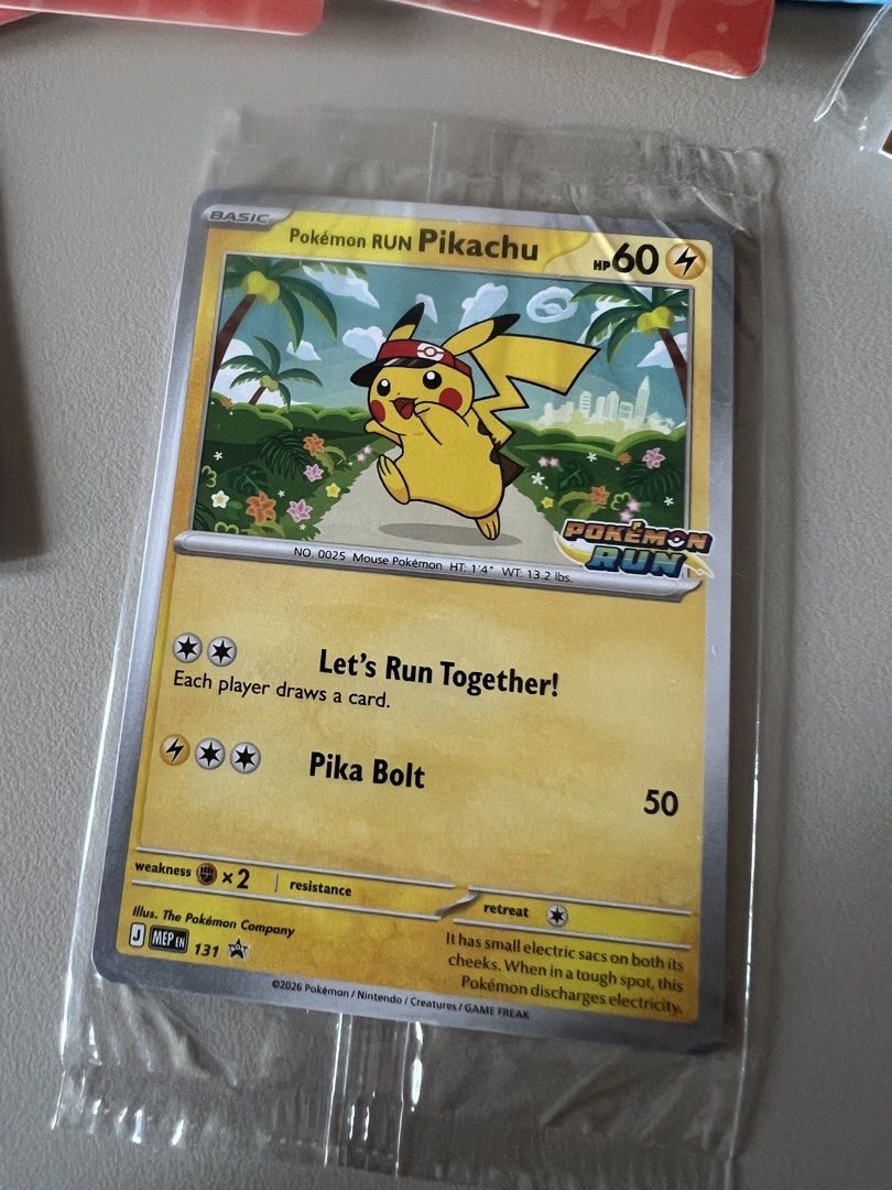 Pikachu 131 Rare (Category: Raw Singles) located in Rizal. Submitted by hobbyist_declutter (Listing ID 1466985033, Image 3). Description: Pokemon Run Pikachu Run 30th anniversary Freebies: Charizard Fire Lenticular cards, Pokemon Run Gym Badge Pin, Gengar sticker I’m not a collector, selling it to collectors who would cherish it :) .