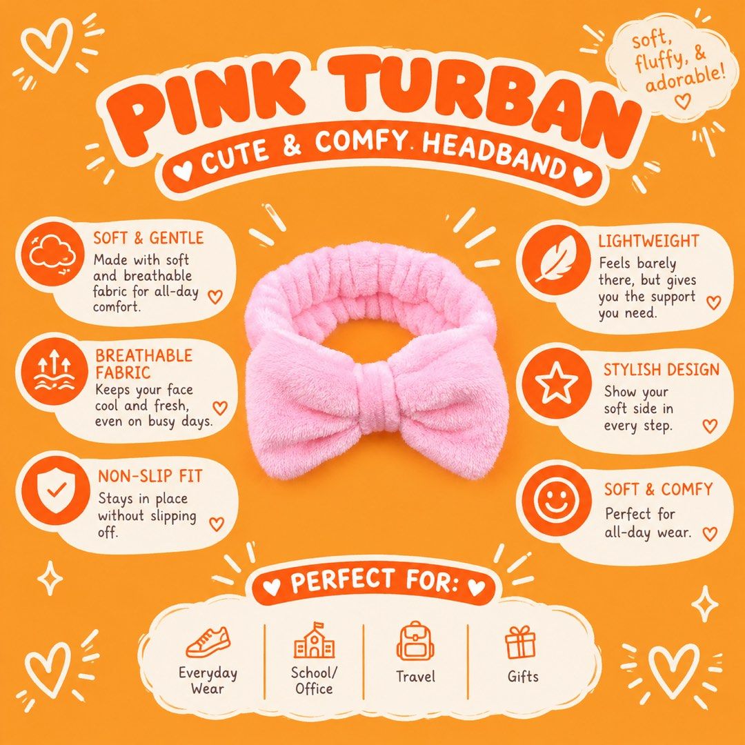 Pink Ribbon Turban (Category: Hair Accessories) located in Navotas City. Submitted by ohyeinz (Listing ID 1467166587, Image 1). Description: A little self-care essential! 🩷✨ keep your hair away from your face while doing your skincare, makeup, or getting ready for the day. soft, fluffy, and extra cute for your beauty routine!.