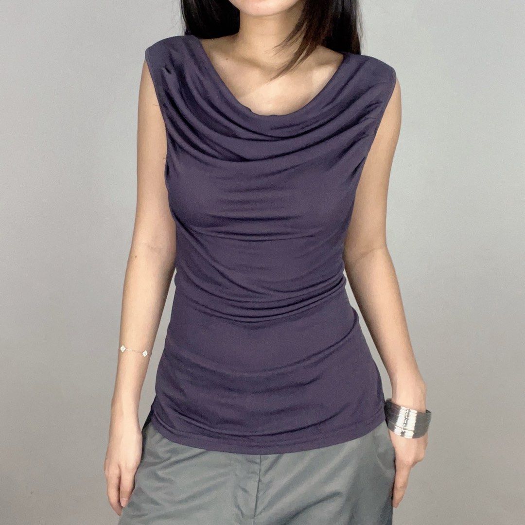plum cowl neck two-ways top (Category: Others Tops) located in Manila. Submitted by pabili.ph (Listing ID 1467134741, Image 1). Description: small to medium L23", up to B40".