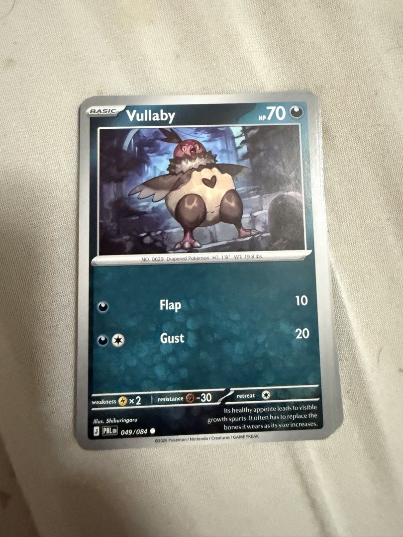 Pokemon TCG : Vullaby - PBL 049/084 (Category: Raw Singles) located in Marikina City. Submitted by jpcollectiblesph (Listing ID 1467099148, Image 1). Description: .