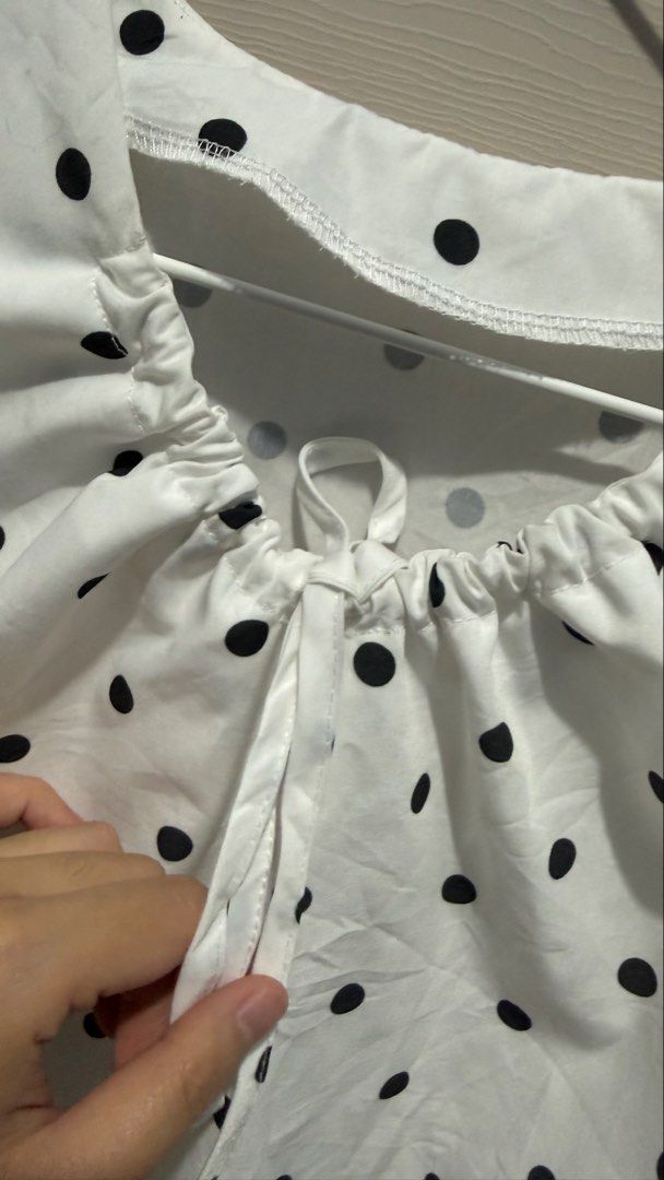Polka Adjustable Neckline Blouse (Category: Blouses) located in Quezon City. Submitted by dinesaur (Listing ID 1467067584, Image 2). Description: Up to L (36-38 bust).