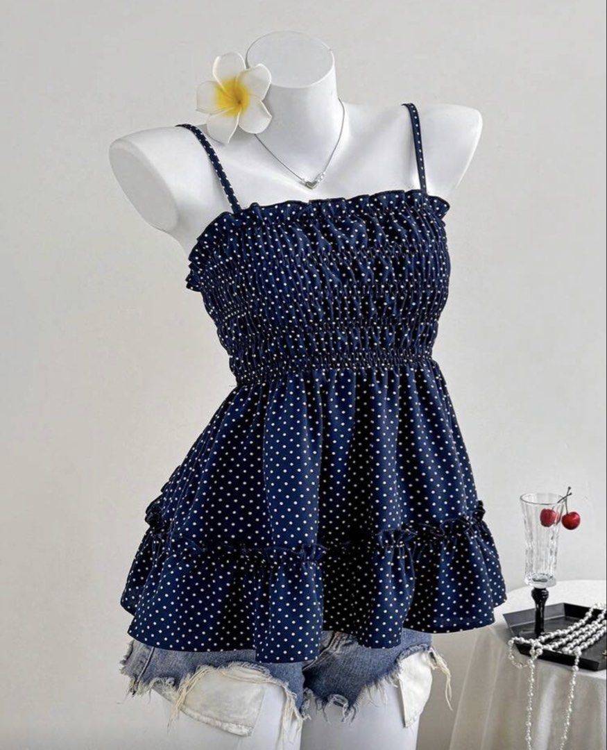 Polka Dot Baby Doll Top (Category: Sleeveless) located in Manila. Submitted by jinariii (Listing ID 1467082717, Image 1). Description: ▫️NEW ▫️Small size ▫️Super cute in actual ▫️Never been used 💰MOP: BPI | Maribank | MAYA | GCash.