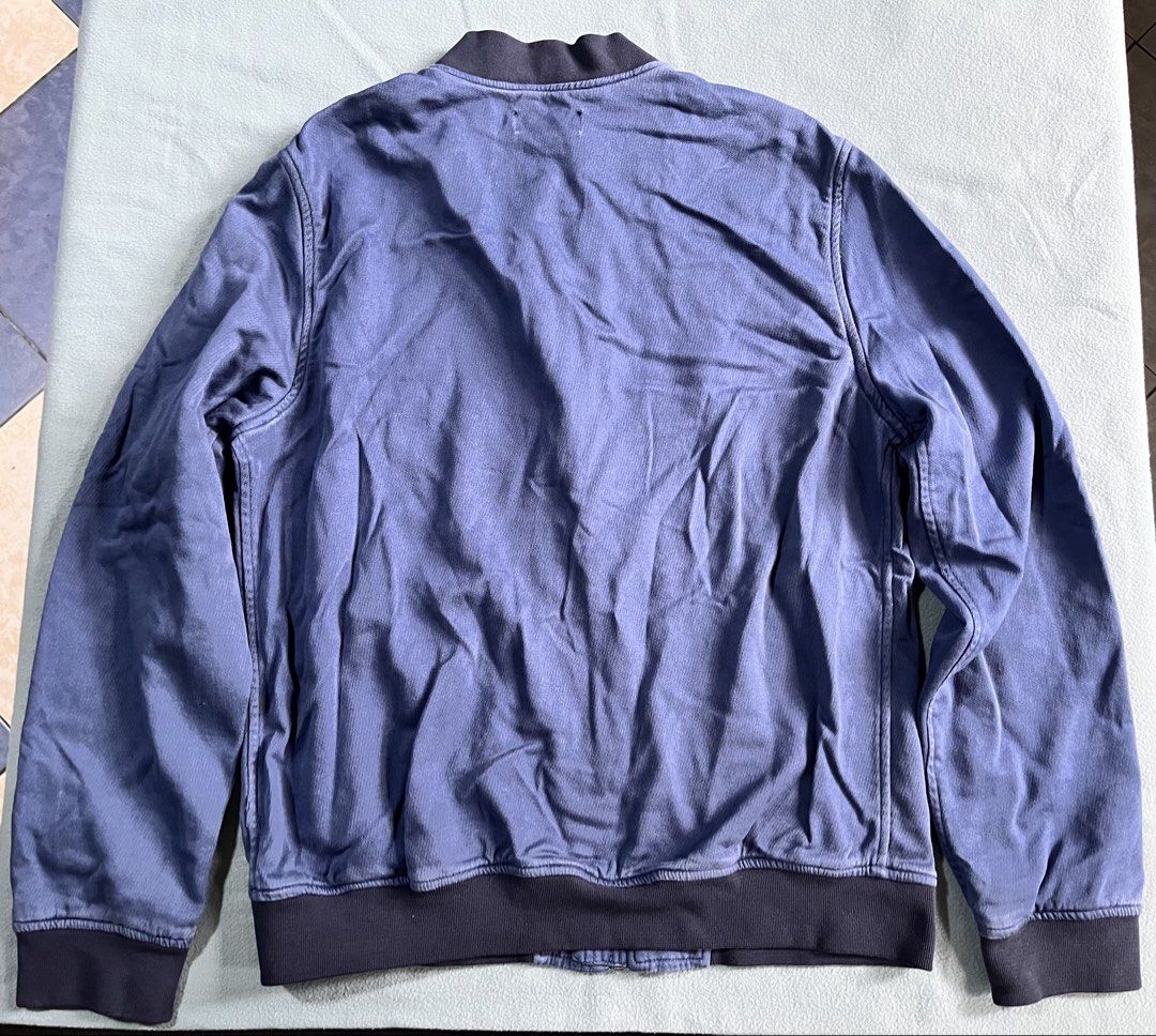 Polo Ralph Lauren Blue Bomber Jacket XL (Category: Coats, Jackets and Outerwear) located in Manila. Submitted by sunshineapril (Listing ID 1466979183, Image 2). Description: - Brand: Polo Ralph Lauren - Style: Zip-up bomber jacket - Color: Blue - Size: XL - Details: Ribbed collar, cuffs, and hem; full metal front zipper; two front hand pockets; signature embroidered pony logo on chest - Origin: Made in India - Condition: Great casual everyday out