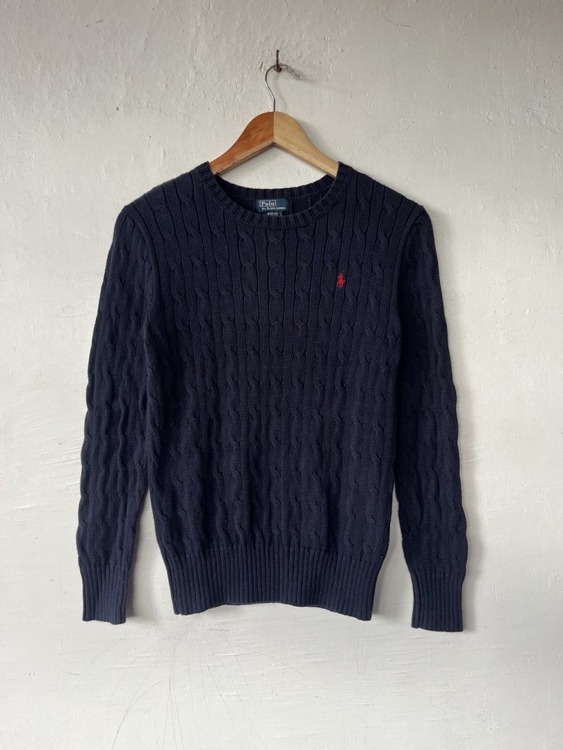 Polo Ralph Lauren Cable Knitted Sweater (Category: Luxury Apparel) located in Paranaque City. Submitted by commonfind.ph (Listing ID 1467058980, Image 2). Description: Polo Ralph Lauren Cable Knitted Authentic Size Medium 17-18 width 25 length No issue Excellent conditions 2000+sf laspinas location.