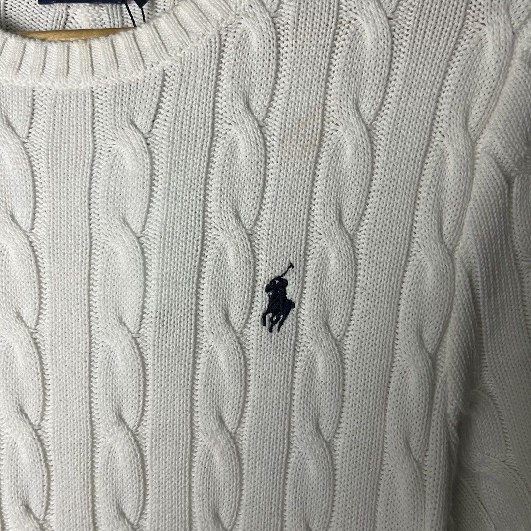 POLO RL CABLE-KNIT SWEATER (Category: Luxury Apparel) located in Daet. Submitted by wearthriftingcloth. (Listing ID 1467142078, Image 3). Description: 👕POLO RL Size:S Measurement: W16xL24 Issue(s): NONE Condition: 9.5/10 Color rate: 9.5/10 ➡️Swipe- to see more detail pic 📌No Deleting/Cancelation‼️ 📌Color may Vary Due to Lighting‼️ 📌Please be responsible buyer Bogus/Flaker will be posted‼️ 📌All ltems Need Wash‼️.