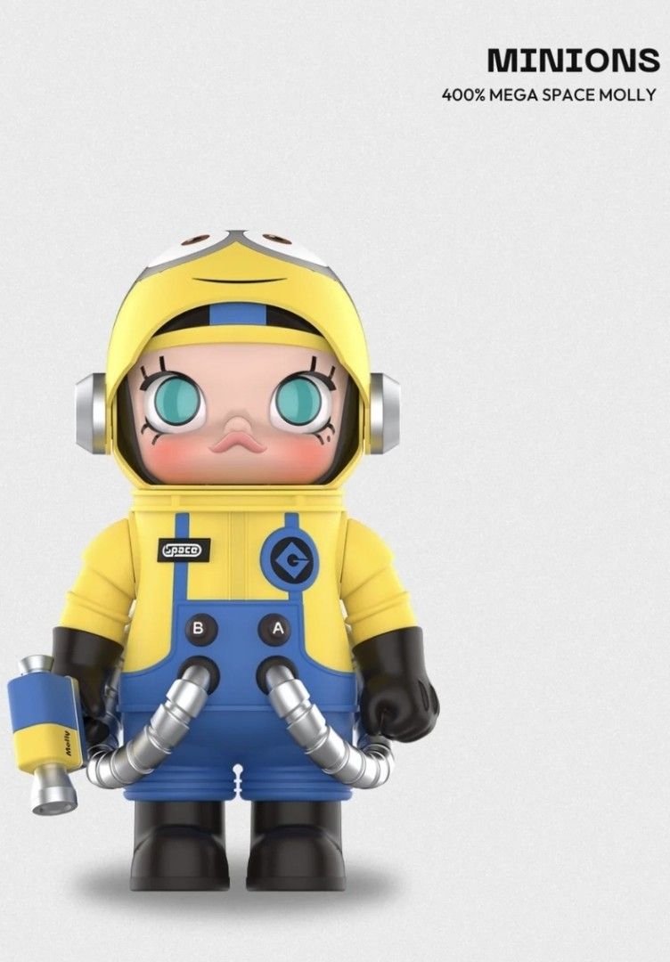 POP MART Minions Mega Space Molly 400% Figure (Category: Designer & Blind Box Toys) located in Quezon City. Submitted by sashasarisarishoppe (Listing ID 1467067652, Image 2). Description: - Authentic Pop Mart x Minions Mega Space Molly 400% collectible figure - Eye-catching yellow space suit with classic blue overalls and detailed silver helmet - Features iconic Minion goggle print, bright turquoise eyes, and cute puckered lips - Includes matchin