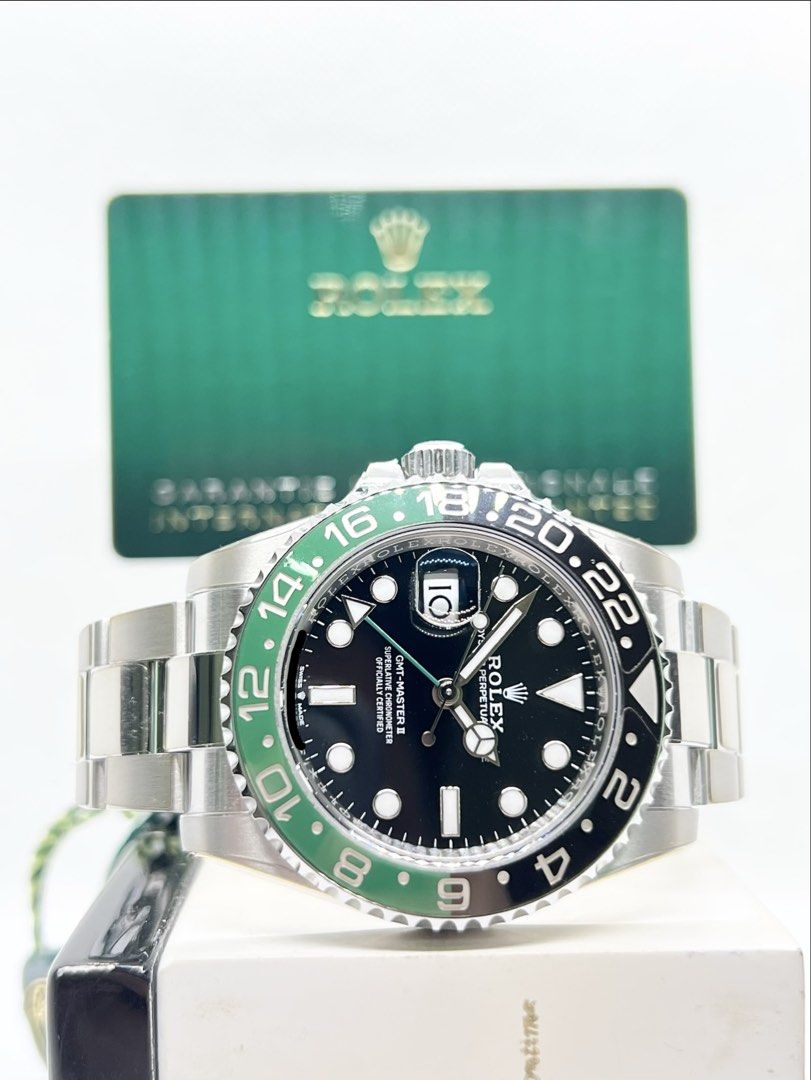 Pre Owned Rolex Oyster Gmt Master II 126720VTNR “Sprite” Black Dial Automatic Steel Casing Bracelet ( May 23 ) (Category: Watches) located in Singapore. Submitted by brightime (Listing ID 1467053400, Image 1). Description: Pre Owned Rolex Oyster Gmt Master II 126720VTNR “Sprite” Black Dial Automatic Steel Casing Bracelet ( May 23 ) ** Pre-Owned ** ** Unpolished Set, Mint Condition With Protective Film ** Model : 126720VTNR Also known as : Oyster 