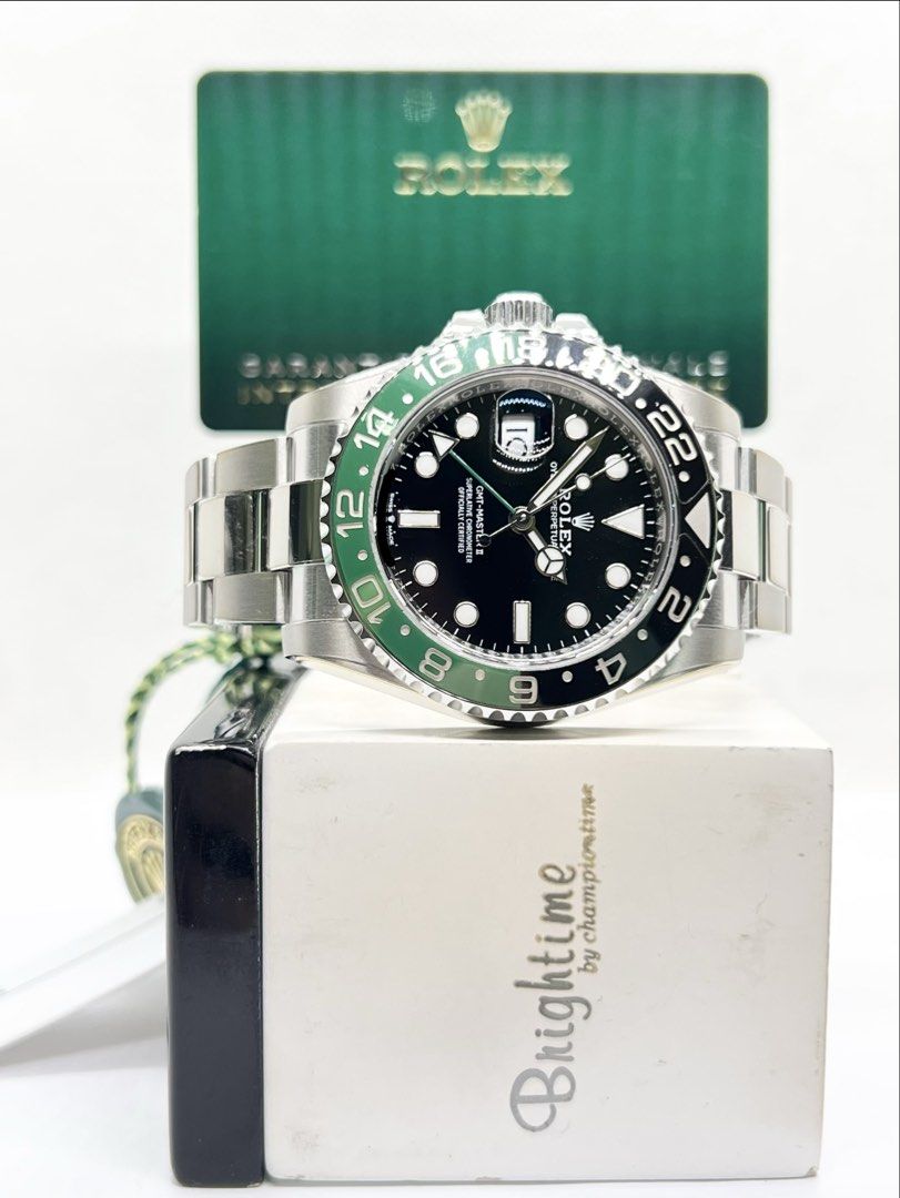 Pre Owned Rolex Oyster Gmt Master II 126720VTNR “Sprite” Black Dial Automatic Steel Casing Bracelet ( May 23 ) (Category: Watches) located in Singapore. Submitted by brightime (Listing ID 1467053400, Image 2). Description: Pre Owned Rolex Oyster Gmt Master II 126720VTNR “Sprite” Black Dial Automatic Steel Casing Bracelet ( May 23 ) ** Pre-Owned ** ** Unpolished Set, Mint Condition With Protective Film ** Model : 126720VTNR Also known as : Oyster 