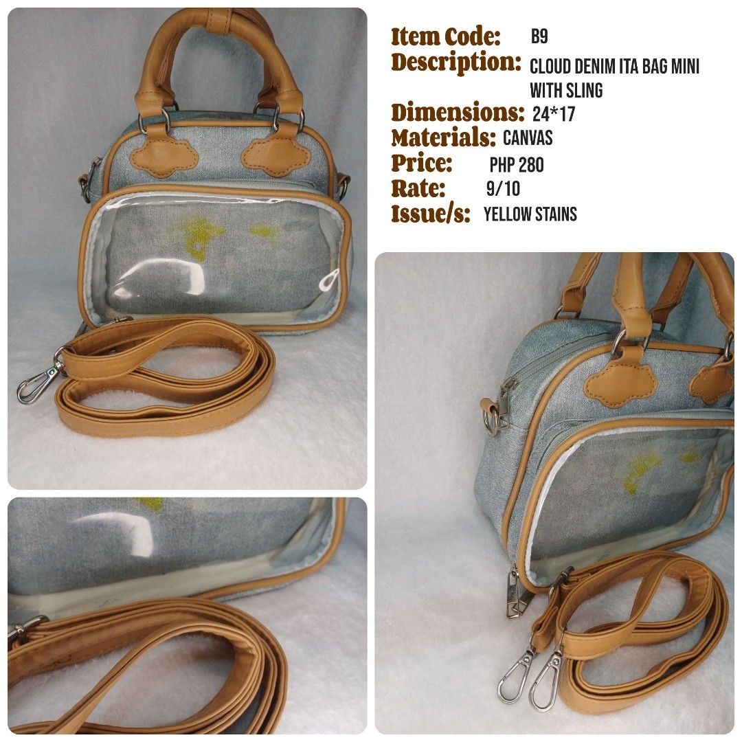 PRELOVED Mini ITABAG PVC KPOP Denim (Category: Cross-body Bags) located in Rizal. Submitted by aeramos26 (Listing ID 1467103624, Image 1). Description: Please see the details in each photo MINE | PM screenshot | Direct Checkout antipolo, rizal MOP: Payment First | COD (with additional fee) MOD: Direct Regular Ship | Lalamove | SCO | TCO Color may vary because of lighting NO ORDER FORM. NO PM. NO PAYMENT. NO ORDER COMFIRMATION.