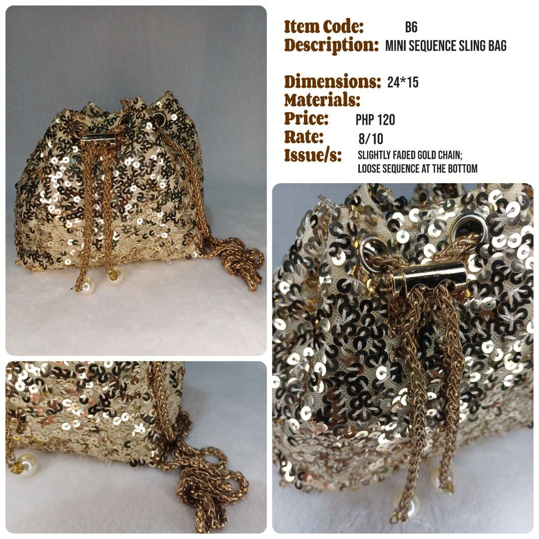 PRELOVED Mini Sequence Bucket Sling Bag (Category: Purses & Pouches) located in Rizal. Submitted by aeramos26 (Listing ID 1467103278, Image 1). Description: Please see the details in each photo MINE | PM screenshot | Direct Checkout antipolo, rizal MOP: Payment First | COD (with additional fee) MOD: Direct Regular Ship | Lalamove | SCO | TCO Color may vary because of lighting NO ORDER FORM. NO PM. NO PAYMENT. NO ORDER COMFIRMATION.