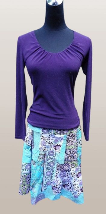 PRINTED SKIRT VIOLET TOP (Category: Skirts) located in Marikina City. Submitted by minimalistmanila (Listing ID 1467151899, Image 2). Description: Selling as a set, imported skirt with matching violet top. Fits S/M. Never worn. Order now! .