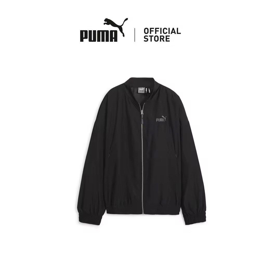 Puma Black Oversized Bomber Jacket (Category: Coats, Jackets and Outerwear) located in Magalang. Submitted by lalalavieenrose (Listing ID 1467091595, Image 1). Description: - Brand: Puma - Color: Black - Style: Oversized bomber jacket with zip-up front, ribbed cuffs, and hem - Branding: Subtle Puma logo on chest and back - Material: Made with recycled materials (Forever Better initiative) - Condition: Brand new, still sealed in original plastic p