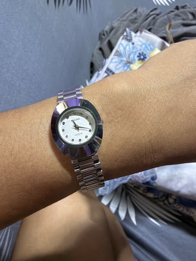 Rado DiaStar Swiss Watch (Category: Luxury Watches) located in Manila. Submitted by oddriver.039b77 (Listing ID 1466993566, Image 1). Description: - Brand/Model: Rado DiaStar (Model: 963.0568.3) - Dial: Elegant silver dial - Build: Swiss-made, scratchproof, and watersealed - Strap: Metal link bracelet with standard clasp closure - Style: Timeless, classic look that fits comfortably on the wrist Watch only.