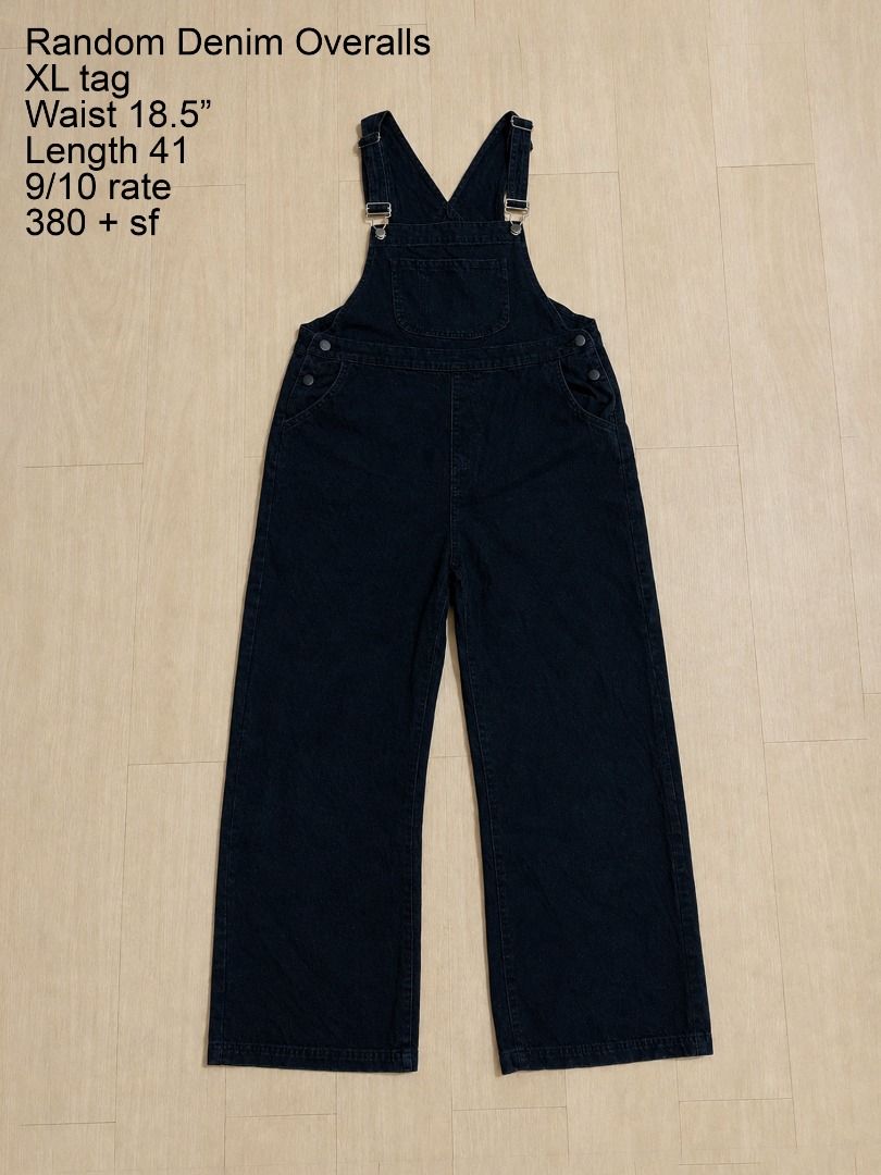 Random Black Denim Overalls (Category: Coats, Jackets and Outerwear) located in Cadiz. Submitted by davidspothead (Listing ID 1467140103, Image 1). Description: XL on tag Waist 18.5" Length 41" 9/10 rate .