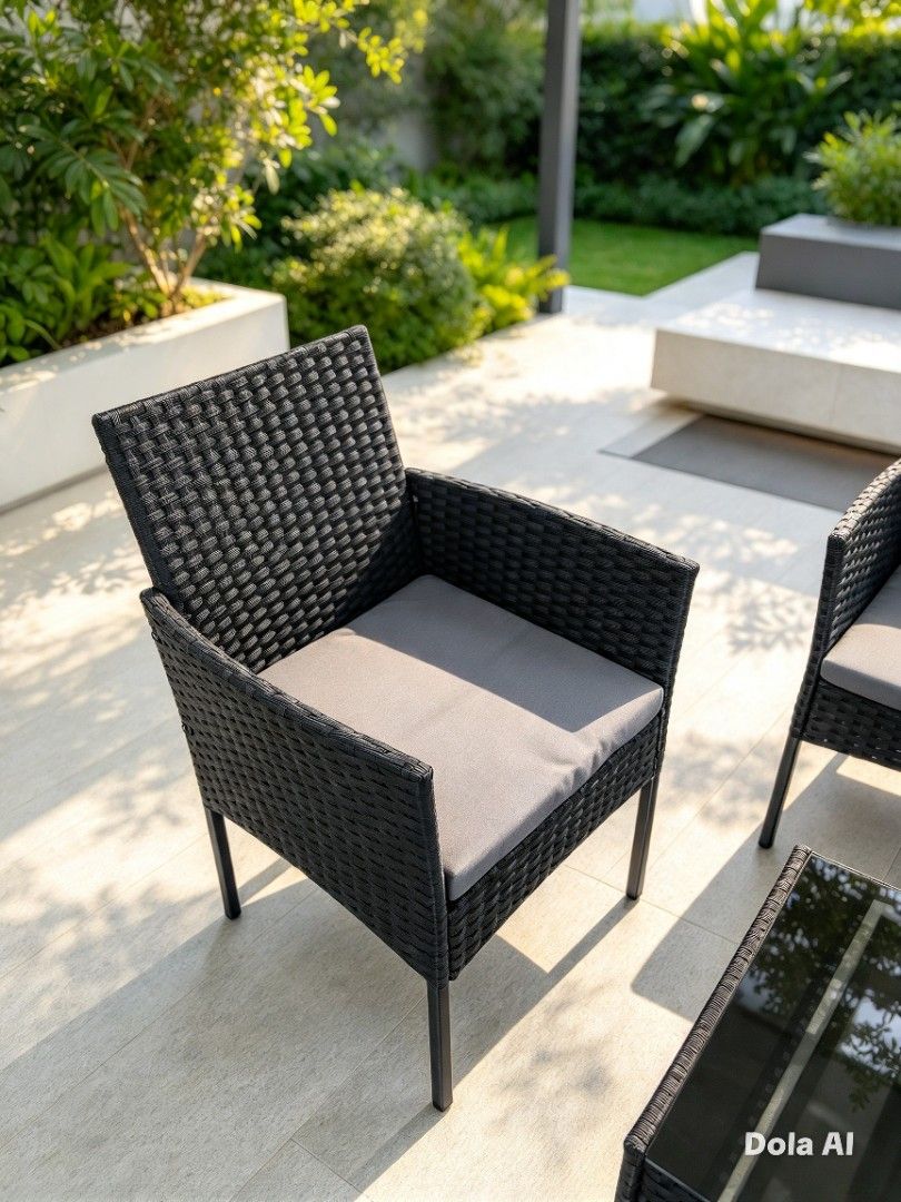Rattan Patio set (Category: Tables & Sets) located in Valenzuela. Submitted by mhegz.25 (Listing ID 1467086438, Image 3). Description: Rattan Patio Set Perfect for outdoor relaxatio Comfortable ,style & weather resistant 🔴 2 arm chairs 🔴 1 love seat 🔴 1 glass top table 🔴 Sturdy steel frame + thick cusion 🔴 Great for balcony,garden,patio or small space.. ▶️ Features: 💠 Weather resistant -perfect for balcony,garden,patio or indoors 💠 Easy to