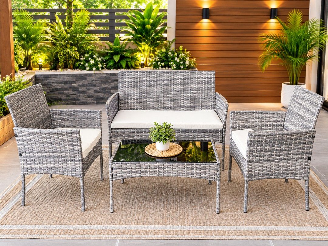Rattan Patio set (Category: Tables & Sets) located in Valenzuela. Submitted by mhegz.25 (Listing ID 1467086438, Image 2). Description: Rattan Patio Set Perfect for outdoor relaxatio Comfortable ,style & weather resistant 🔴 2 arm chairs 🔴 1 love seat 🔴 1 glass top table 🔴 Sturdy steel frame + thick cusion 🔴 Great for balcony,garden,patio or small space.. ▶️ Features: 💠 Weather resistant -perfect for balcony,garden,patio or indoors 💠 Easy to