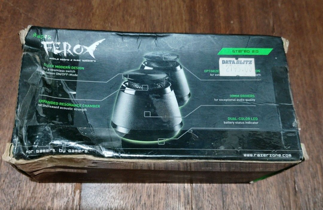 Razer Ferox (Category: Portable Music Players) located in Manila. Submitted by boyhet.thrift15 (Listing ID 1467108525, Image 2). Description: razer ferox portable speaker ( issues nid battery replacement selling as is condition) 550.