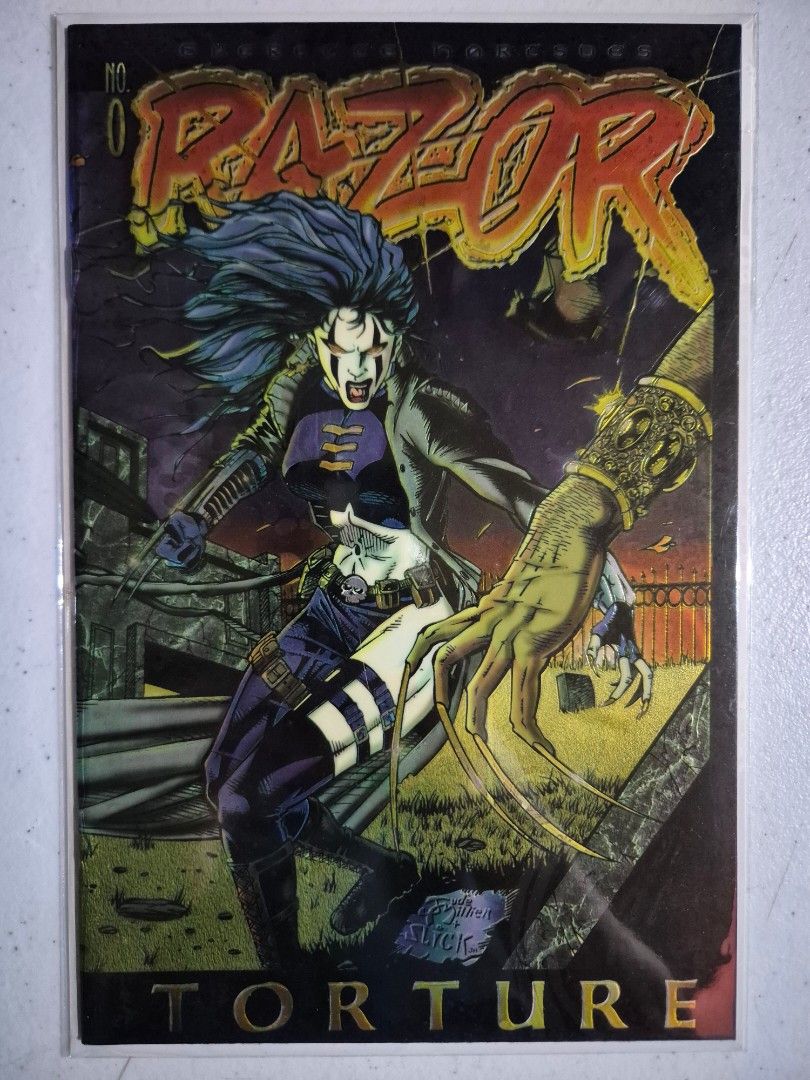 Razor: Torture #0(Chromium Variant) (Category: Vintage Collectibles) located in Muntinlupa City. Submitted by royalstar-4914 (Listing ID 1467089653, Image 1). Description: Razor: Torture #0(Chromium Variant cover) - Wraparound Chromium cover. - Everette Hartsoe story - Jude Millien and Darryl Taylor art - Jude Millien cover Comics is in Very Good condition since it's from my personal collection. VERY RARE & highly collectible!! Kept inside my gla