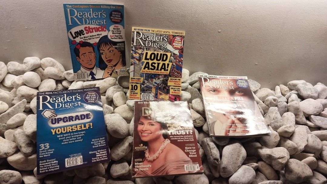 Reader's Digest Magazines Assorted Issues (Category: Magazines) located in Las Pinas. Submitted by michtradingandventures (Listing ID 1467088681, Image 1). Description: - Collection of Reader's Digest magazines covering health, lifestyle, and global topics - Includes various months and years - Condition: Good overall shape with normal shelf wear - Perfect for reading, learning, or collecting - Selling as a complete set (grab the whole stack today