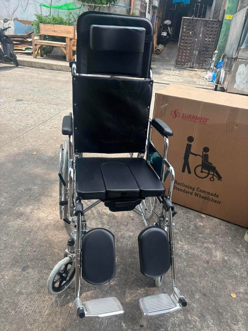 Reclining Commode Wheelchair (Category: Medical Supplies & Tools) located in Quezon City. Submitted by judaimedonlineshop23 (Listing ID 1467153123, Image 2). Description: reclining commode wheelchair PICK UP DELIVER COD GCASH BANK.