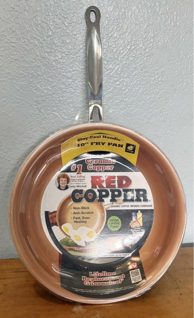 Red Copper Fry Pan 10” (Category: Cookware & Accessories) located in Quezon City. Submitted by gchua888 (Listing ID 1467167648, Image 1). Description: Non-stick Anti-scratch Fast, even heating PFOA & PTFE free Oven safe up to 500 F Selling for ₱900. (Bought for ₱1,046.50) Location: QC RFS: Decluttering Mode of payment: Gcash or BDO only No meetups. No bogus buyers and joy reservers. No cancellation of confirmed orders. No return, no exchange. .