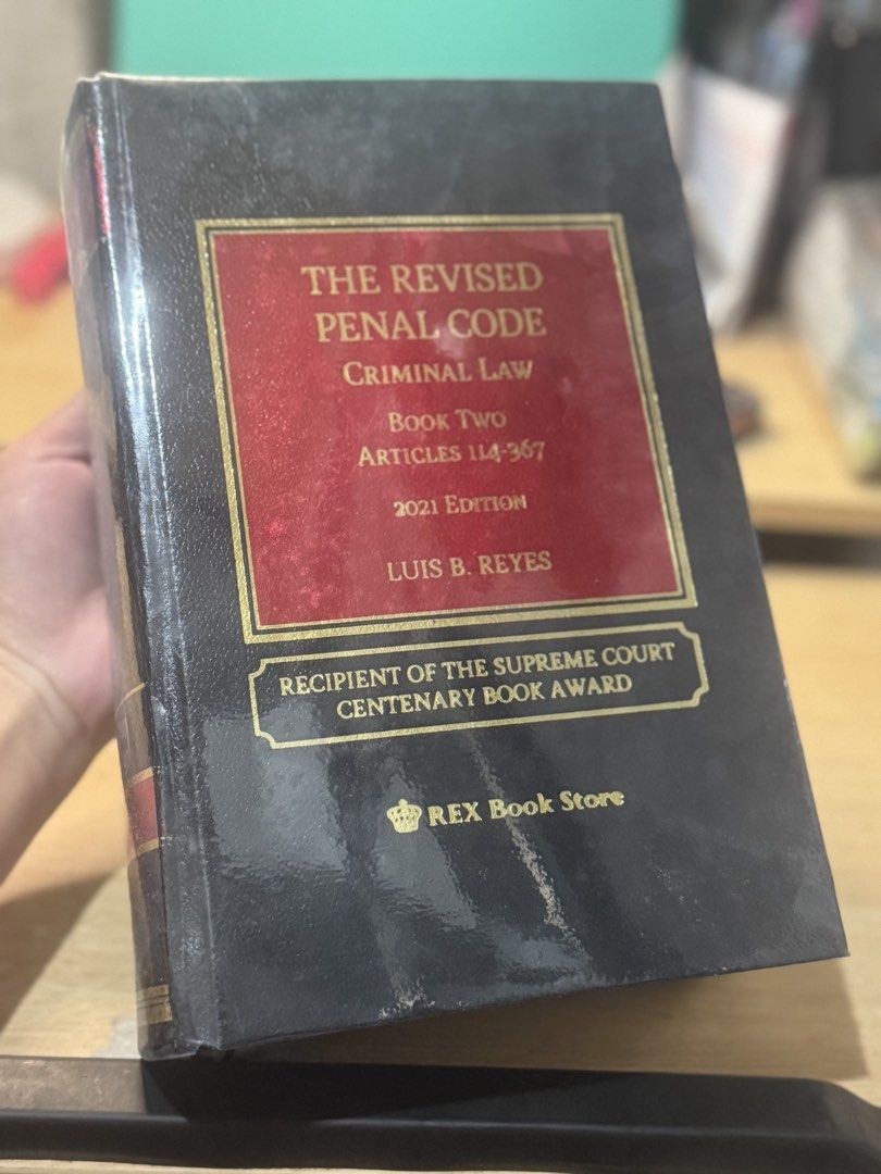 Revised Penal Code - Criminal Law - Book 2 - Reyes - 2021 ed. (Category: Textbooks) located in Manila. Submitted by wednesday30 (Listing ID 1467111348, Image 1). Description: .