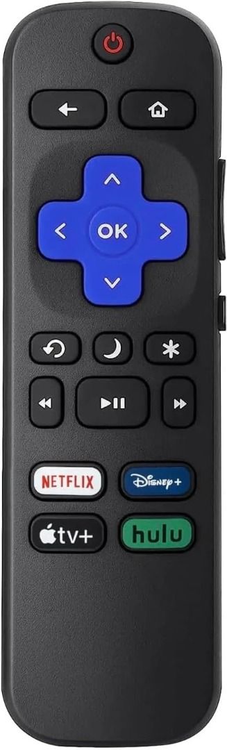 Roku Remote Control (Category: TV Parts & Accessories) located in Manila. Submitted by ishop.ishop (Listing ID 1467073414, Image 1). Description: - Replacement remote made exclusively for Roku TV models - Ready to use: No setup or programming required - Quick access buttons for Netflix, Disney+, Apple TV+, and Hulu - Includes dRoku Remote Control Ito ay ginagamit para sa mga Smart TV na may built-in na Roku operating system gaya ng mga sumusunod 