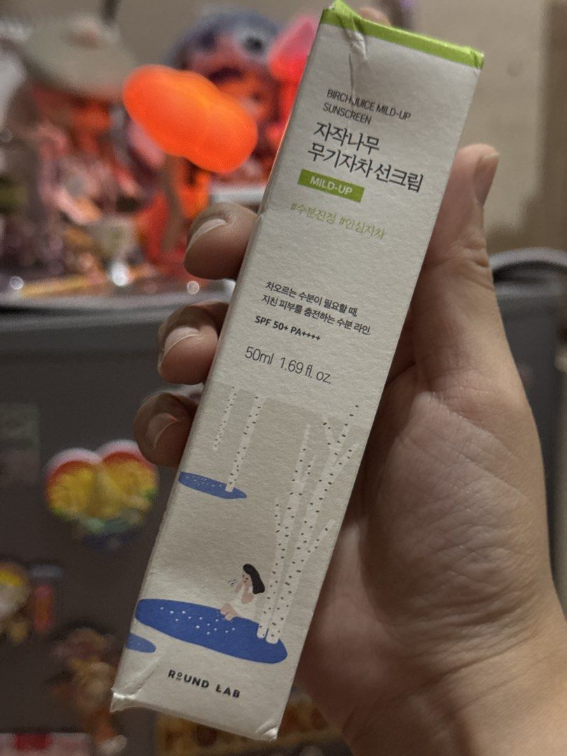 Round Lab Birch Juice Mild-Up Sunscreen 50ml (Category: Face Care) located in Quezon City. Submitted by martitay02 (Listing ID 1467159720, Image 1). Description: - Product: Round Lab Birch Juice Mild-Up Sunscreen - Volume: 50ml tube - Condition: Brand new, unopened box - Protection: SPF 50+ PA++++ - Shelf Life: Manufactured in 2026, expires late 2028 - Authenticity: 100% authentic and ready to ship Expiration date: 11/18/2028 Retails 1,080 in sto