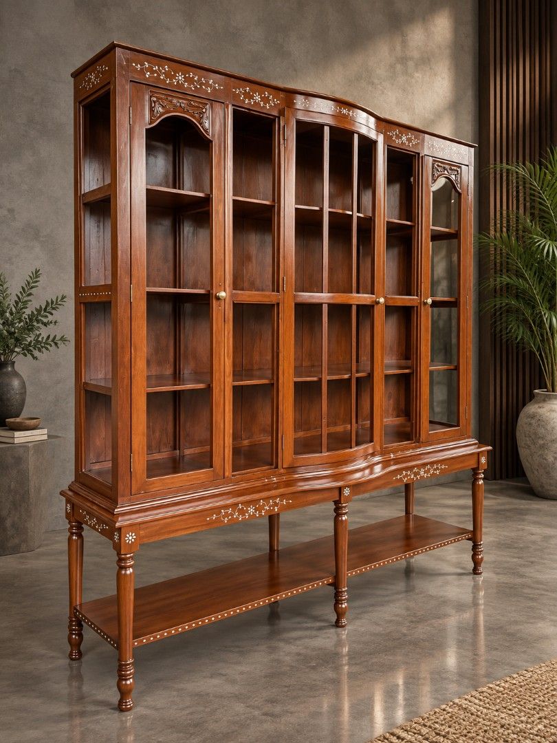 Rt2. DISPLAY CABINET (Category: Shelves, Cabinets & Racks) located in Manila. Submitted by abachejohn85405 (Listing ID 1466971882, Image 3). Description: BEAUTIFUL DISPLAY CABINET * Vintage * Newly Refurbished * Ready to use * Mixed Narra & Yakal Dimension Whole cabinet H-81.5 L-74 W-22 Top part: H-55.5 L-72 W-16.5 Base; H-26 L-74 W-22 All in inches 🚛 We deliver NATIONWIDE at buyer's expense. ✅ Transportify/Lalamove ✅ Pambato & Moreta Shipping L
