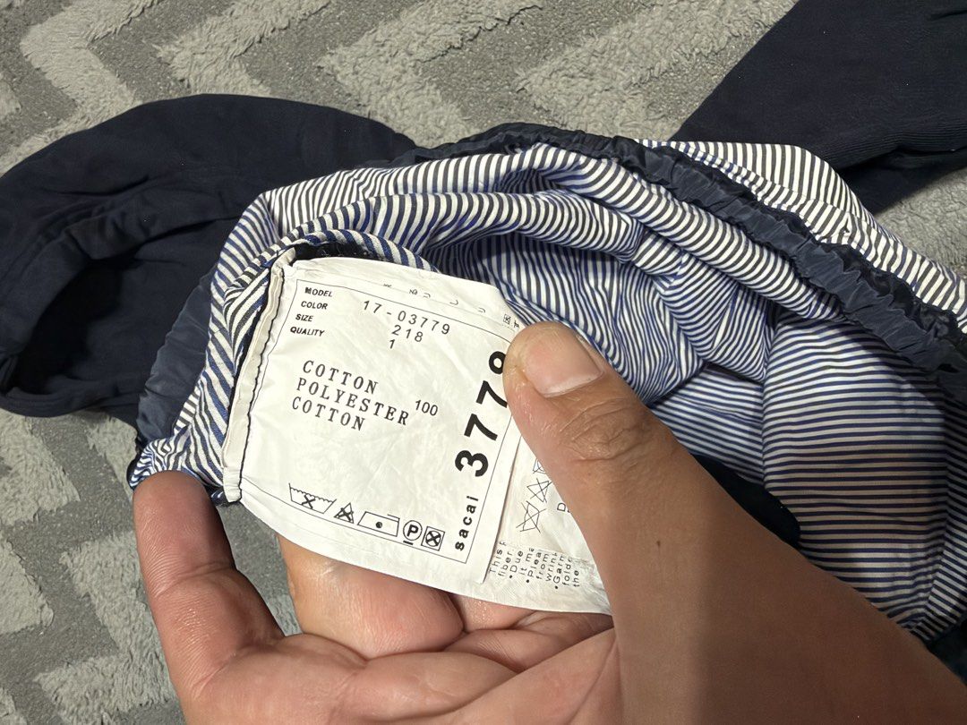 Sacai - Hybrid zip up jacket (Category: Coats, Jackets and Outerwear) located in Cavite. Submitted by commoncourtesy (Listing ID 1467101833, Image 3). Description: Size 1 but fits medium .