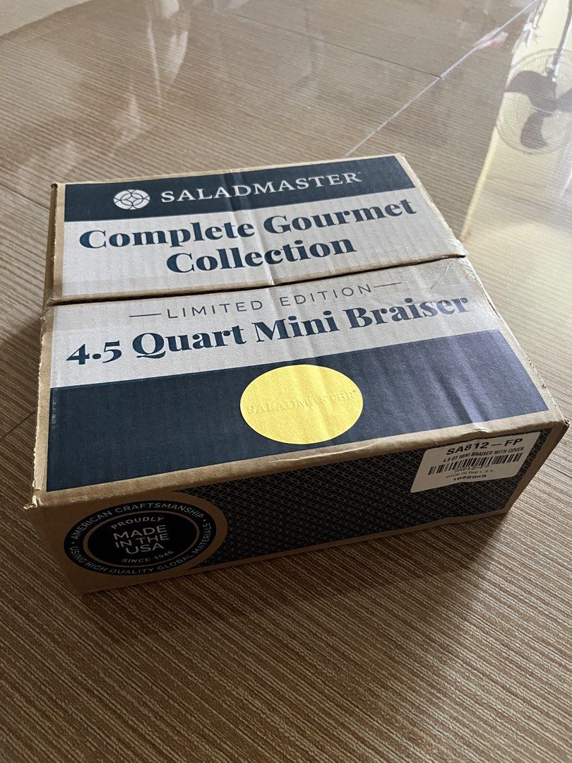 Saladmaster Mini Braiser (Category: Cookware & Accessories) located in Pasay City. Submitted by thejunkclosetph (Listing ID 1467014673, Image 1). Description: Saladmaster 4.5 qt mini braiser Brand new Box only opened to check items .