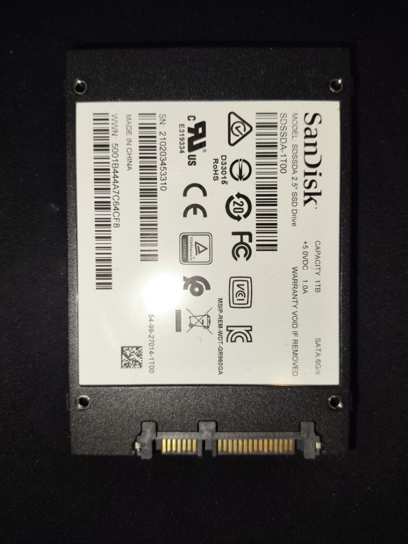 SanDisk SSD PLUS 2.5 inch Solid State Drive (Category: Hard Disks & Thumbdrives) located in Las Pinas. Submitted by carlosmor12037 (Listing ID 1467056372, Image 2). Description: - SanDisk SSD PLUS storage drive - Fully tested and working normally - Tested read speeds up to 551 MB/s - Tested write speeds up to 472 MB/s - Tested in both Linux and Windows (CrystalDisk on Windows and Kdiskmark on Linux) - Ideal upgrade for older laptops or desktops -
