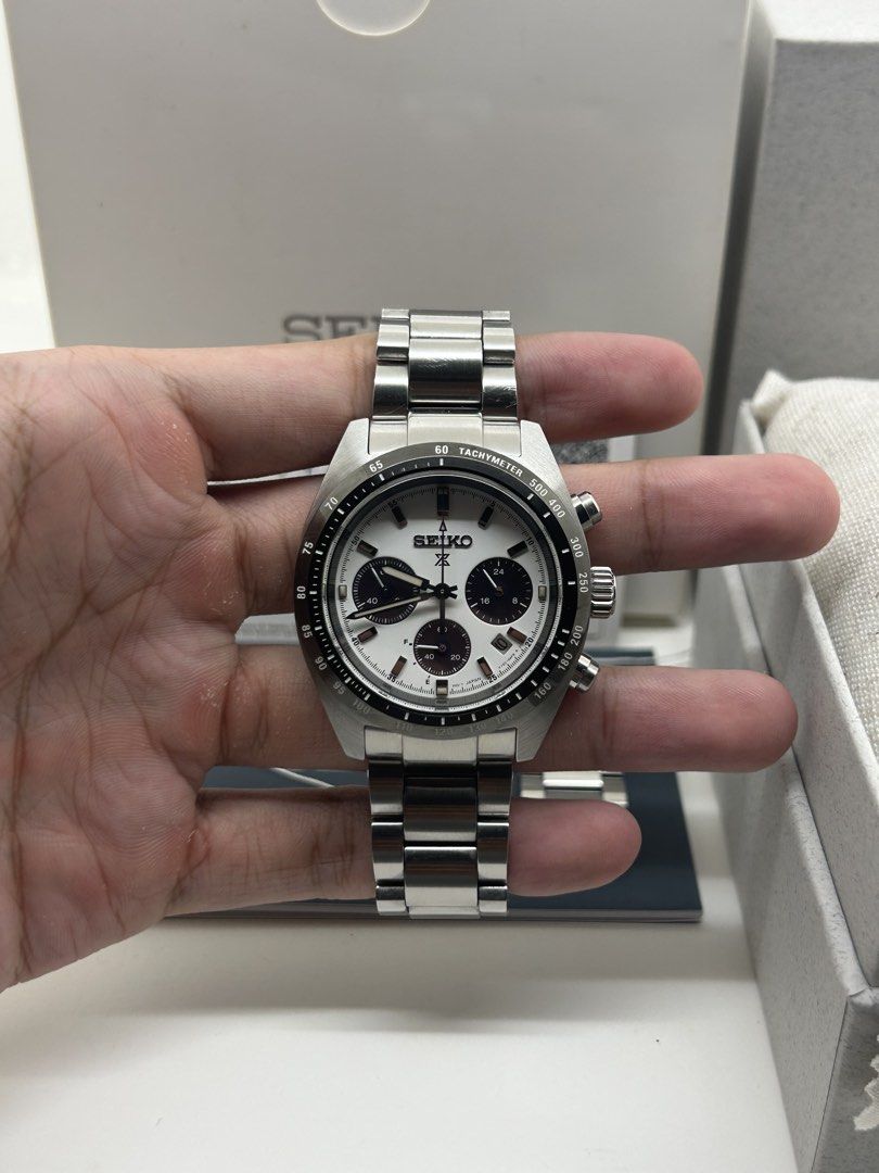 Seiko Prospex Speedtimer "Panda V1" SSC813 (2026) (Category: Men's Watches) located in Taguig. Submitted by chronoholic.manila (Listing ID 1467121050, Image 2). Description: FS !! Seiko Prospex Speedtimer "Panda V1" SSC813 (2026) ₱26500 (slight negotiable) 9.3/10 condition, pre-owned Inclusions: - Inner and Outer Box - Manual and Guaranteed Card - Hangtag and Cleaning Cloth - Extra Links Loc: taguig, can do meetups/shipping.