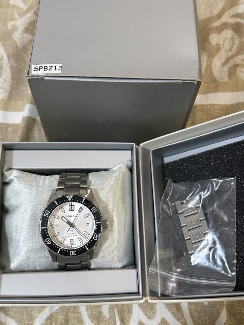 Seiko SPB213 140th Edition (Category: Luxury Watches) located in Marikina City. Submitted by drewpeeee (Listing ID 1467159405, Image 1). Description: Seiko 63MAS 140th Anniversary SPB 213 (Limited Edition) Condition 9/10 Crystal is clean hairline scratches on the bezel in certain angle and clasp Inclusions: Outer Box, Watch Box, Extra Links, Manual, and Warranty Card Specifications: Limited to 6,000 pcs only Automatic with manual winding Case Dia
