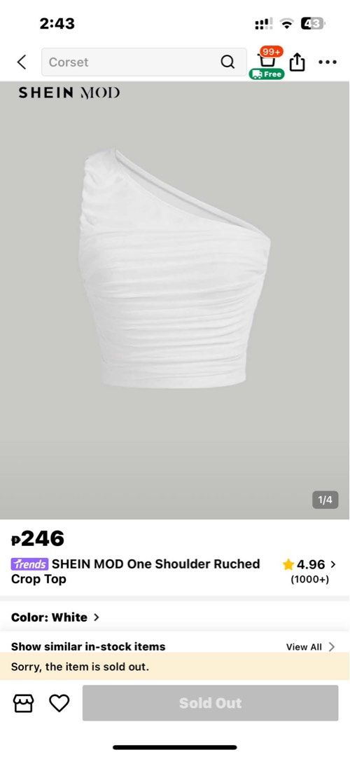 Shein One side mesh top (Category: Sleeveless) located in Manila. Submitted by serra_shop (Listing ID 1466116842, Image 1). Description: Mesh one side top Size: Small Location: Pampanga Courier: J&T.