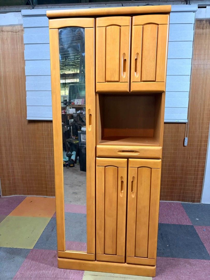 Shoe Cabinet (Category: Shelves, Cabinets & Racks) located in Meycauayan. Submitted by marygracecasimiro (Listing ID 1467042932, Image 1). Description: Wooden Shoe Cabinet with Full-length Mirror Multi-Tier Storage Unit, Adjustable Shelves Solid Wood Doors and Drawer, MAKINIS!!! Price : 8500 ✅ 29L x 16W x 71H inches In VERY good condition 🩷.