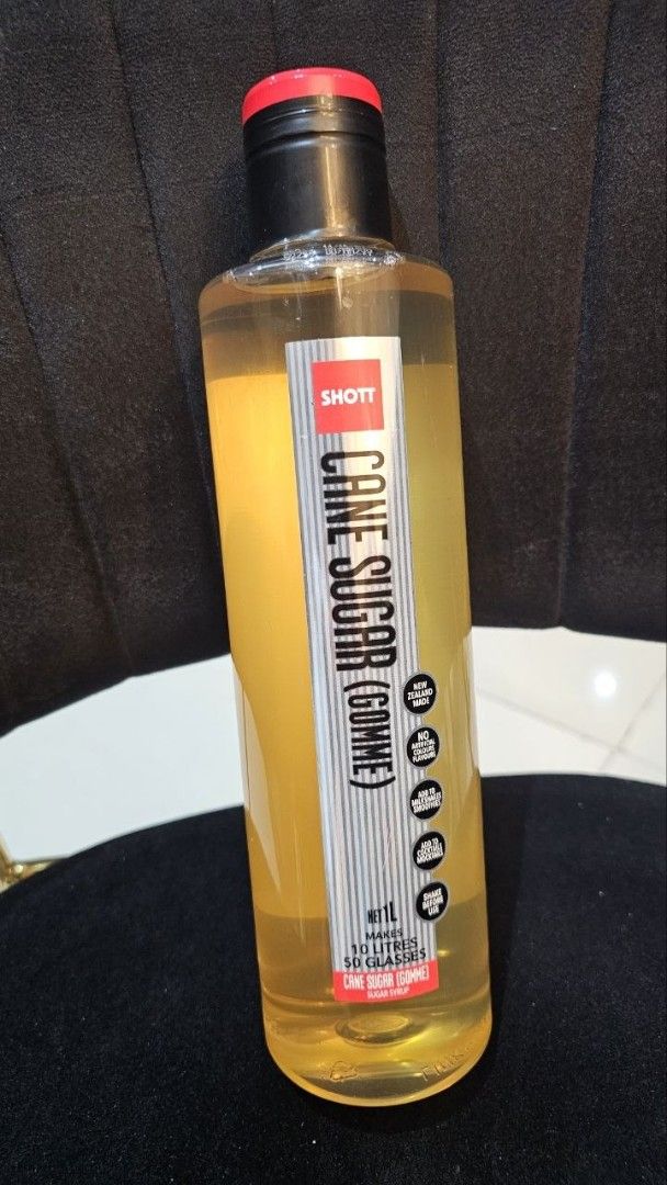 SHOTT Cane Sugar Gomme Syrup 1L (Category: Health Food, Drinks & Tonics) located in San Juan City. Submitted by miles567 (Listing ID 1467046283, Image 1). Description: BRAND NEW RFS: GIFT. PREFER ANOTHER FLAVOR - Product: SHOTT Cane Sugar Gomme Syrup - Size: 1 Litre bottle (Unopened and sealed) - Origin: Made in New Zealand - Quality: No artificial colours, flavours, or sweeteners - Best for: Cocktails, mocktails, milkshakes, smoothies, and coffe