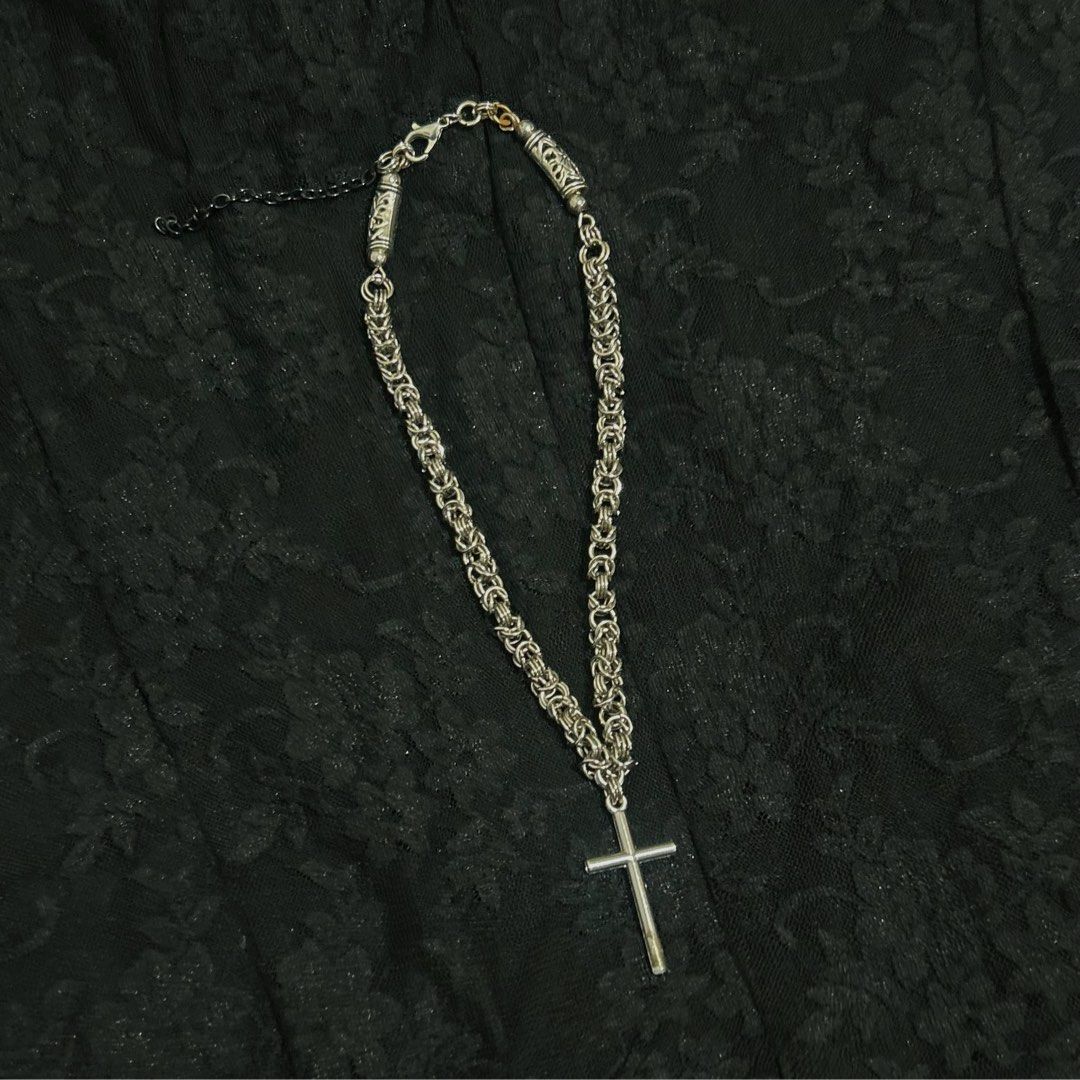 silver cross chainmail necklace (Category: Necklaces) located in Manila. Submitted by sophialeigh (Listing ID 1467163478, Image 1). Description: - handmade - stainless - length can be adjusted 🏷️ alt goth punk grunge y2k vkei accessories jewelry .