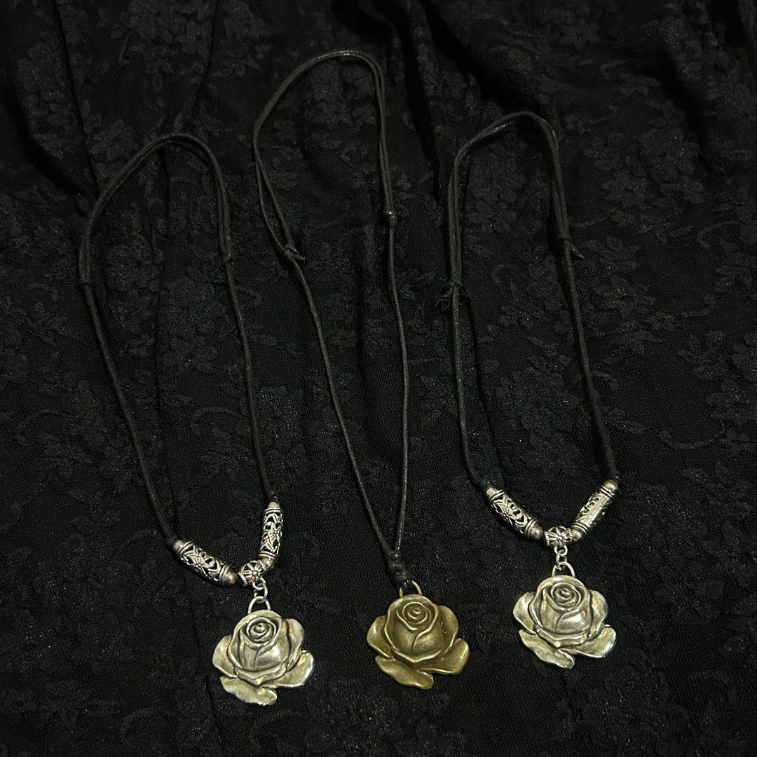 silver rose steel necklace (Category: Necklaces) located in Manila. Submitted by sophialeigh (Listing ID 1467163483, Image 1). Description: - handmade - 100 each - adjustable 🏷️ alt goth punk grunge y2k vkei accessories jewelry .