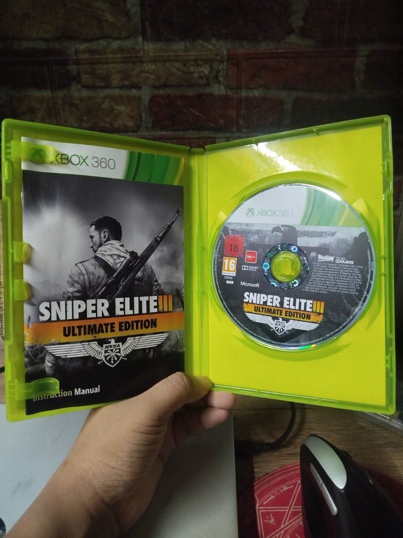 Sniper Elite 3 Ultimate Edition Xbox 360 Game (Category: Xbox) located in Binan City. Submitted by pumpkiiin02 (Listing ID 1467040845, Image 3). Description: - Title: Sniper Elite 3 Ultimate Edition - Platform: Xbox 360 (PAL region) - Condition: Disc is clean and tested, plays perfectly - Complete Set: Includes original game case, disc, and instruction manual - Bonus Content: Comes with 9 additional DLC packs - Ready for shipping or meetup!.