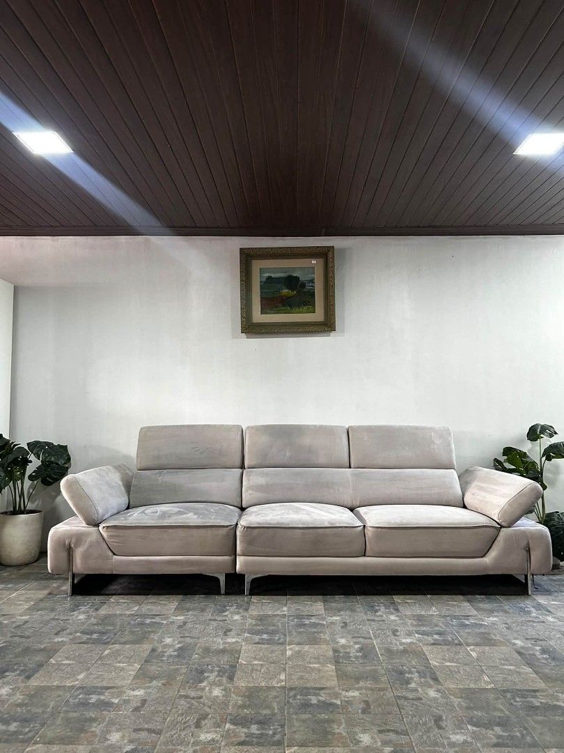 Sofa (Category: Sofas) located in Meycauayan. Submitted by marygracecasimiro (Listing ID 1467010077, Image 3). Description: Imported Big n Bulky Gamuza Gray Adjustable Headrest n Armrest Sofa from Korea P25,000 Only suki 117x40x38in Adjustable Headrest Adjustbale Armrest Pwede sa Maselan mga suki Deep clean n Sanitized Gamuza Gray Hiback Walang sag Walang Lubog Super ang Makapal ang Foam Super Comfy mga suki Heavy duty No issue Good Condition💚💚