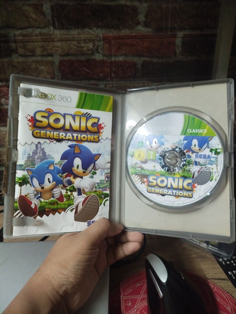 Sonic Generations Xbox 360 Classics PAL (Category: Xbox) located in Binan City. Submitted by pumpkiiin02 (Listing ID 1467040842, Image 3). Description: - Platform: Xbox 360 - Title: Sonic Generations (Classics Edition, PAL) - Condition: Disc is clean and works perfectly; case has minor edge wear - Inclusions: Original case with cover art, game disc, and instruction booklet.