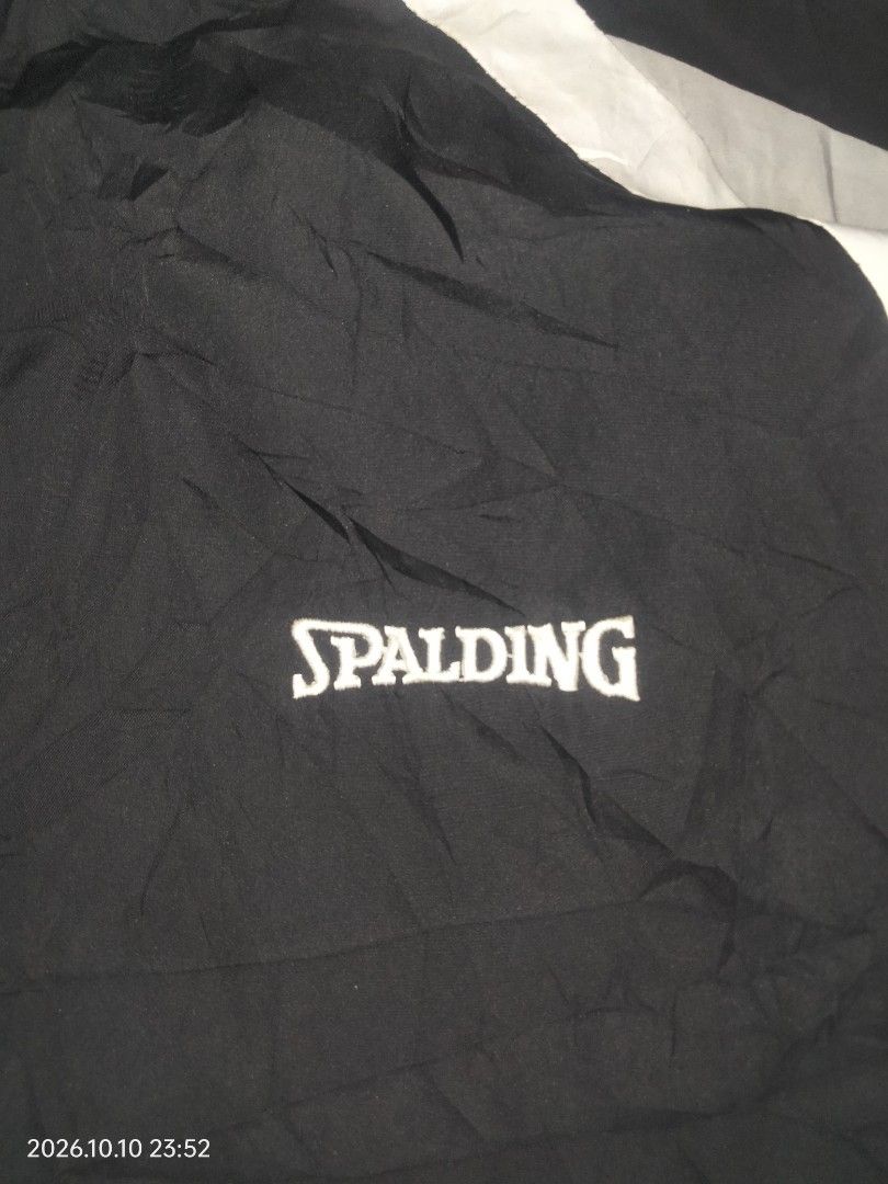 Spalding Tri-tone Windbreaker (Category: Coats, Jackets and Outerwear) located in Caloocan City. Submitted by haruconcep52476 (Listing ID 1467147417, Image 3). Description: Spalding Tri-tone Windbreaker Dimensions W21×L26 Good condition Color rate 9 Issue need wash / 1 pinhole.