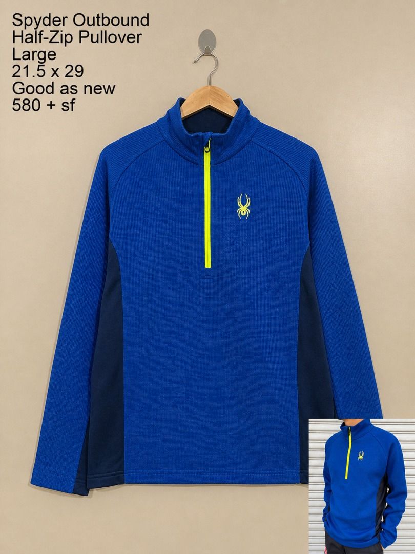 Spyder Outbound Half-Zip Pullover Jacket (Category: Coats, Jackets and Outerwear) located in Cadiz. Submitted by davidspothead (Listing ID 1467136478, Image 1). Description: Large on tag Width 21.5" Length 29" Good as new .