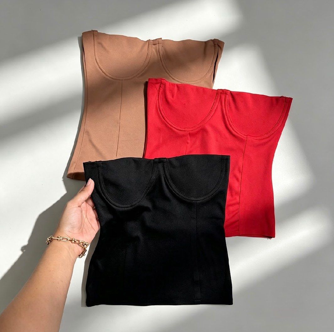 Strapless Bustier Tube Top (Category: Sleeveless) located in Navotas City. Submitted by quickcrystal.10e4bd (Listing ID 1466983290, Image 1). Description: AUTHENTIC ZARA TUBE CORSET TOP MAGANDA TELAAAA HUHU BROWN : MED TO LARGE (2) BLACK : XS-SMALL (2) LARGE (1).