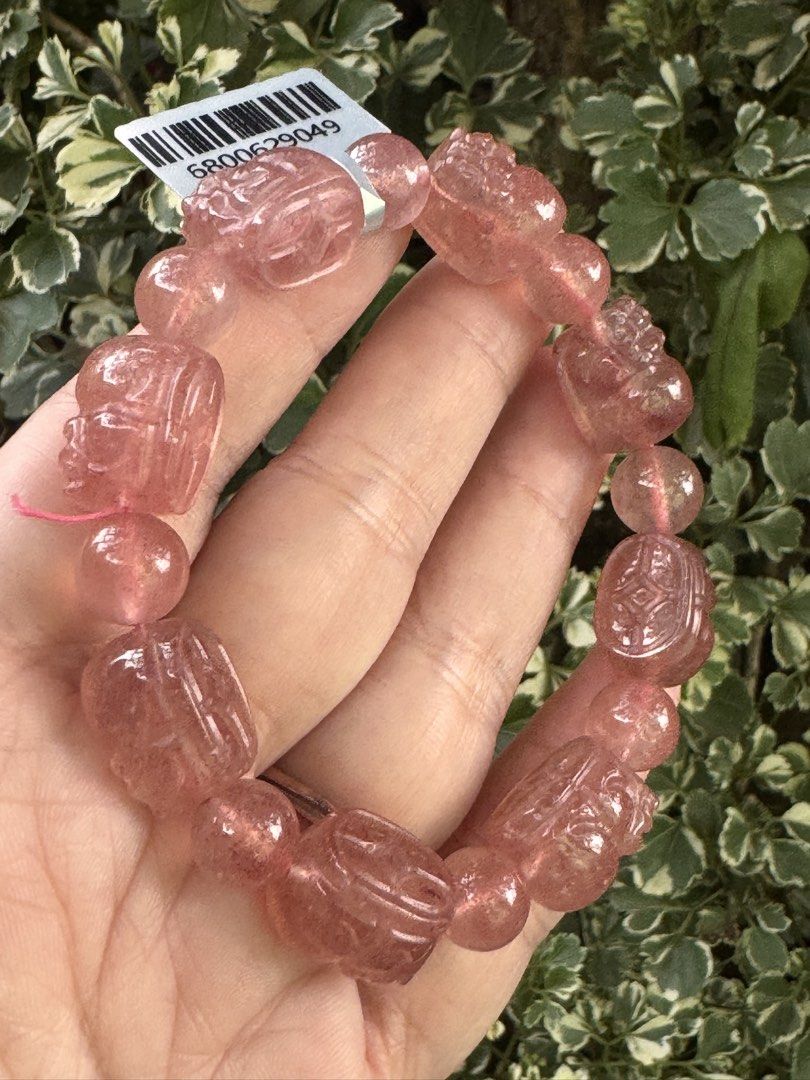 STRAWBERRY QUARTZ PIXUE 🍭 B6_JC072 (Category: Precious Stones) located in Bulacan. Submitted by selling_low_by_bella_ben (Listing ID 1466992890, Image 2). Description: STRAWBERRY QUARTZ PIXUE 🍭 B6_JC072 🏷️ 1360 ✅ With Certificate (5191) 12 mm pixue 9+ mm round bead 16.5 cm wrist.