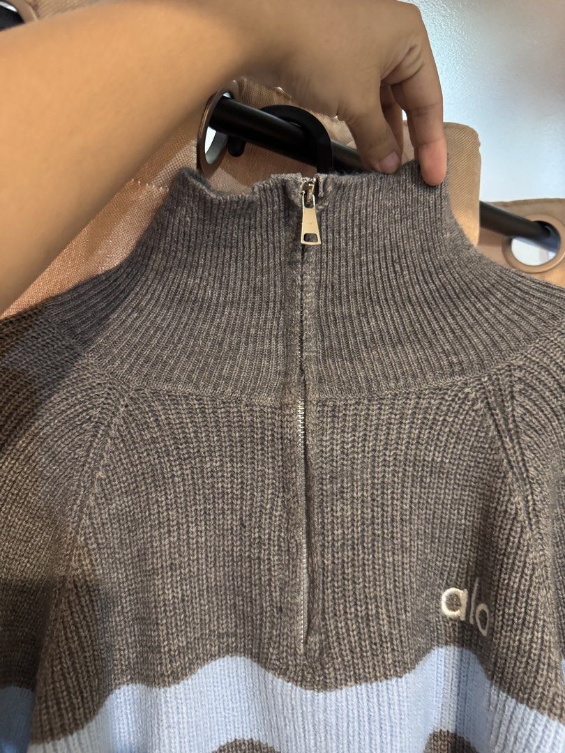 Striped Knitted Gray Quarter zip (Category: Coats, Jackets and Outerwear) located in Manila. Submitted by naomis_room (Listing ID 1454284180, Image 3). Description: meetup: welcome rotonda area/ust.
