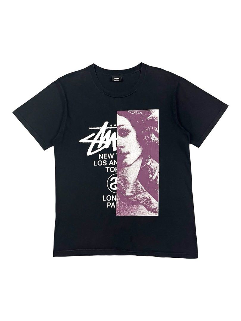 Stussy - Venus Tee (Category: Tshirts & Polo Shirts ) located in Puerto Princesa. Submitted by rrugsgallery (Listing ID 1467104693, Image 1). Description: Stussy - Venus Tee Tagged Size: Large Length: 29 Width: 21 Condition: Very good Color rate: 9.5 Flaws: Tiny hairline cracks & scratches (inside neckline, not visible when worn) .